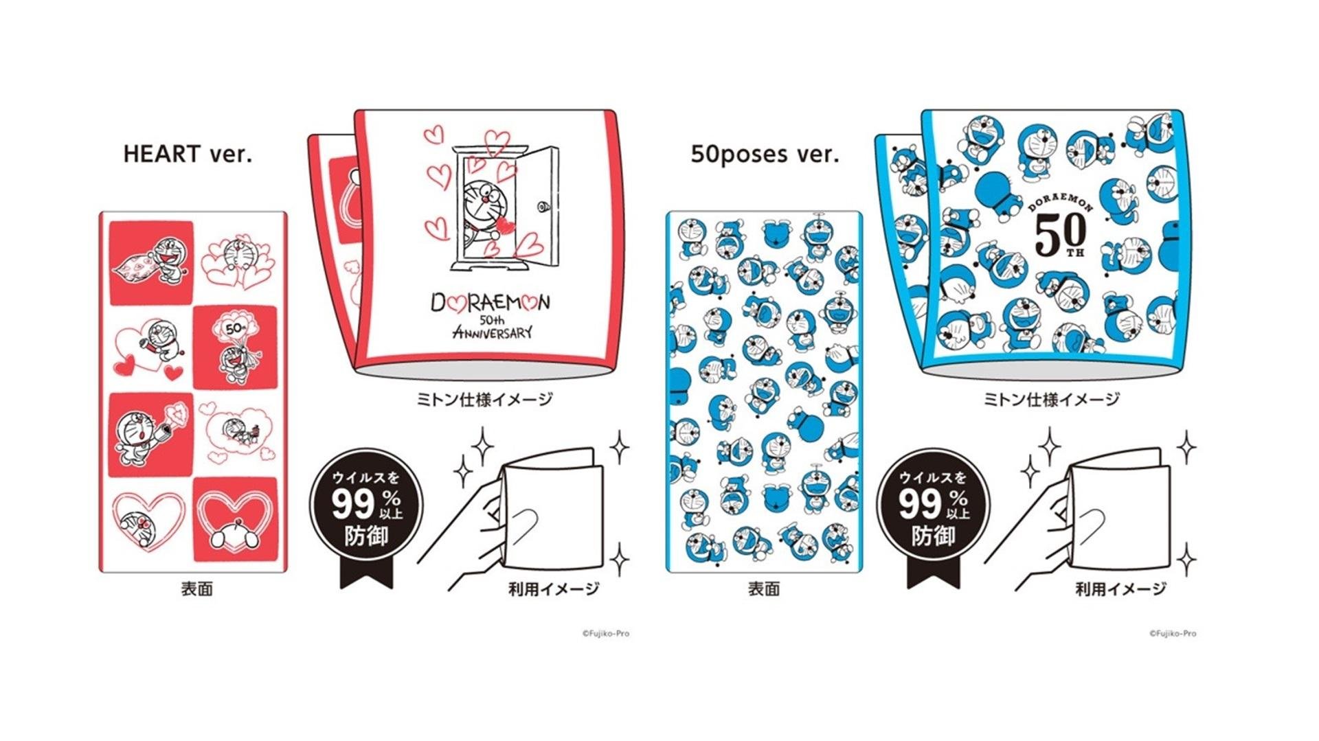 這是哆啦A夢50週年紀念「T卡（哆啦A夢50週年紀念）」及TSUTAYA限定原創商品的說明圖。