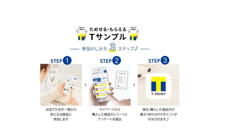 「Tサンプル」のおトクな新サービス「お店でためす」の画像です