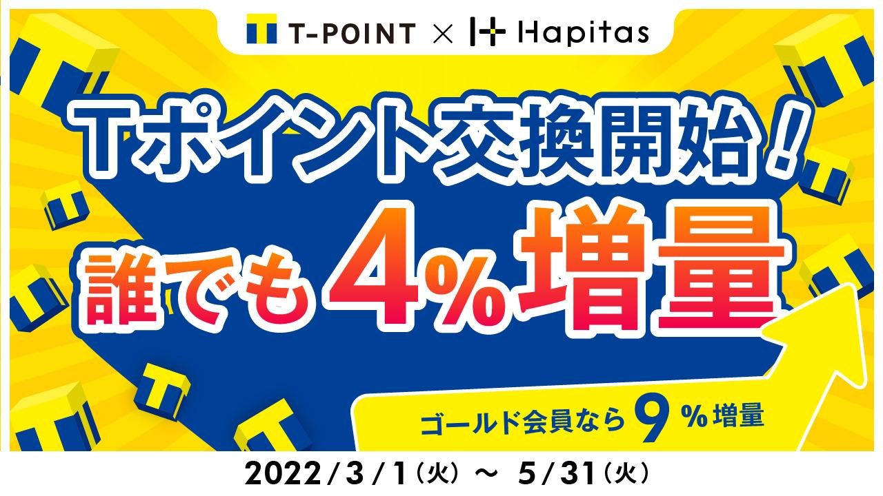 ポイントサイト「ハピタス」からTポイントの交換を3月1日開始の説明画像です