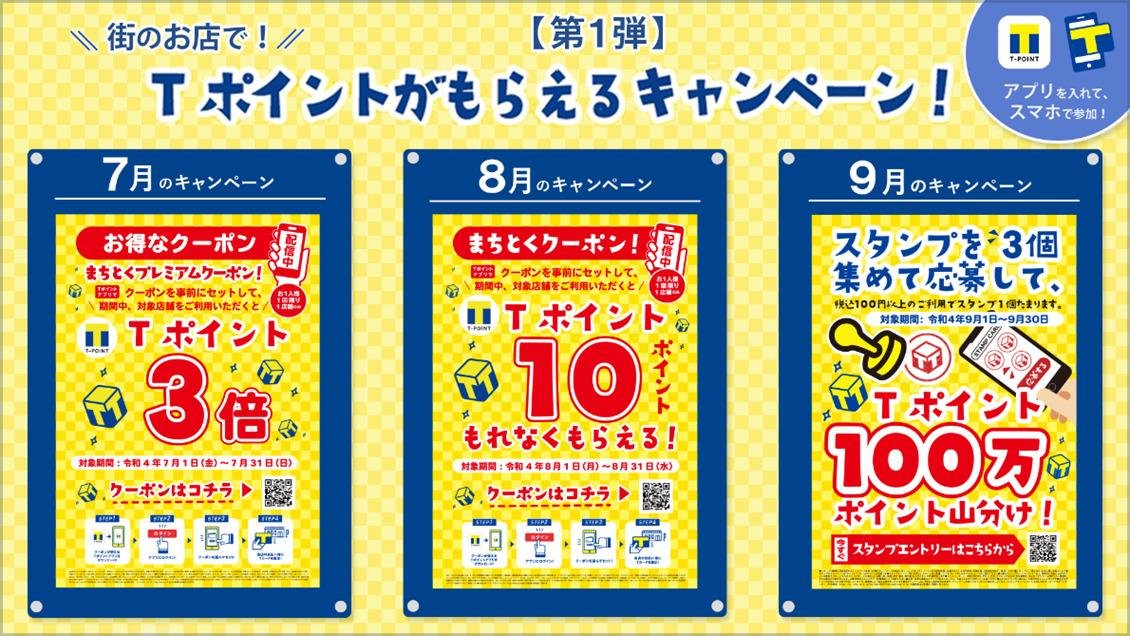【第1弾】「Tポイントがもらえるキャンペーン」７月～9月で連続開催の説明画像です