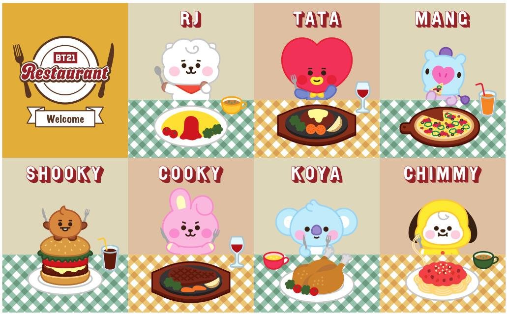 LINE FRIENDSのグローバル人気キャラクターブランド『BT21』 オリジナルデザイン「Restaurant ～レストラン～」 TSUTAYA限定商品が発売！の説明画像です